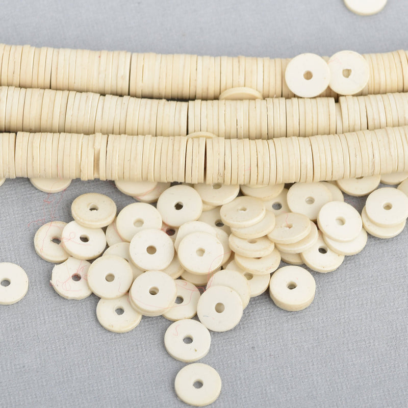 5mm Recycled Vinyl Beads CREAM WHITE 16" strand x550-575 beads bac0353