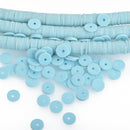 6mm Recycled Vinyl Beads TURQUOISE BLUE, 16" strand x550-575 beads bac0362