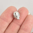 50 Silver SKULL Beads, Large Hole, Plastic, great for leather cord, 12mm, bac0369