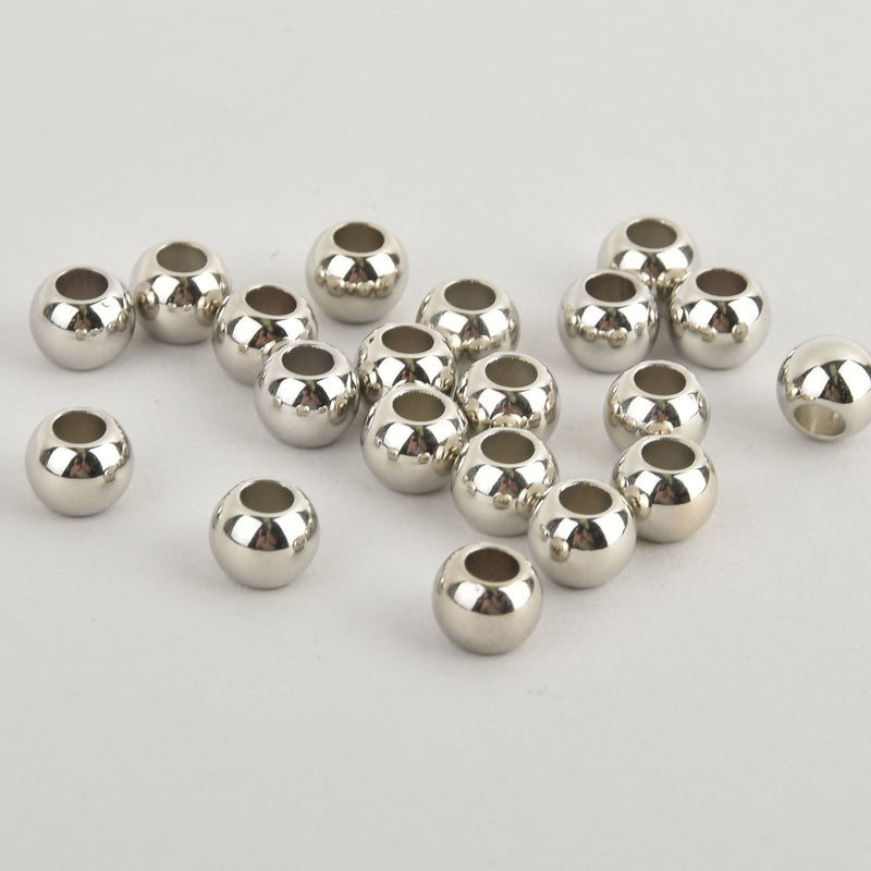50 Large Hole Beads, Silver CCB Acrylic, 10mm, bac0371