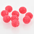 4 Carved Resin Flower Beads 14mm Hot Pink bac0374