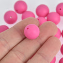 15mm Silicone Beads, Round Bright Pink, x20 beads, bac0381
