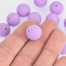 15mm Silicone Beads, Round Purple Lavender, x20 beads, bac0382