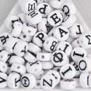 7mm Greek Letters Alphabet Coin Beads, White, x200 acrylic beads bac0391