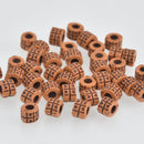 20 Barrel Beads, Heart Pattern, Dark Orange, 8mm, bac0394