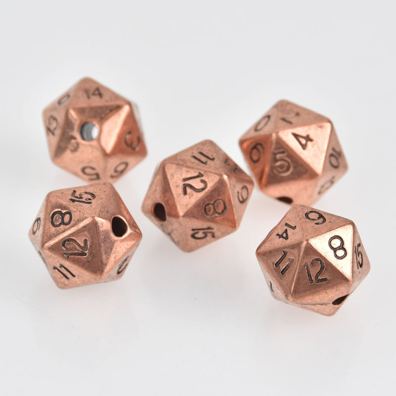 10 Copper Acrylic Beads, d20 RPG Dice, bac0398