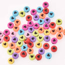 7mm Heart Beads, Multicolor Beads with Black Hearts, x50 acrylic beads bac0436