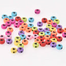 7mm Heart Beads, Multicolor Beads with Black Hearts, x50 acrylic beads bac0436