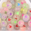 7mm Heart Beads, Glow in the Dark, x50 acrylic beads bac0438