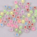 7mm Heart Beads, Glow in the Dark, x50 acrylic beads bac0438
