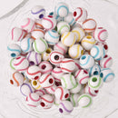 12mm BASEBALL Round Acrylic Beads . bubblegum beads, x25 beads, bac0443