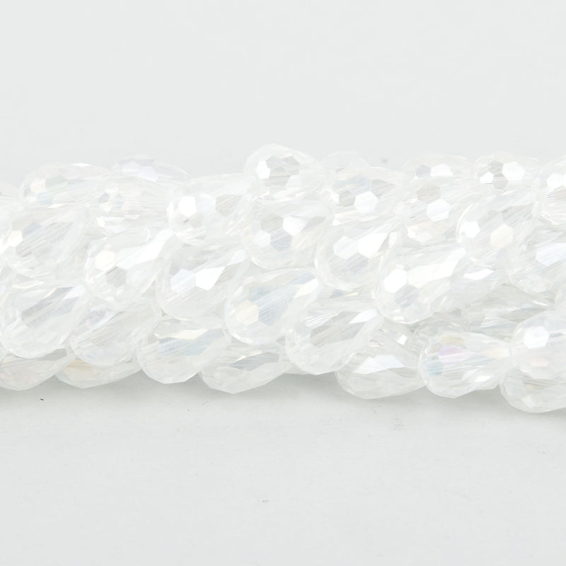 12mm Teardrop Crystal Beads, CLEAR AB Faceted Transparent Glass Crystal Beads, 21 beads, bgl1816