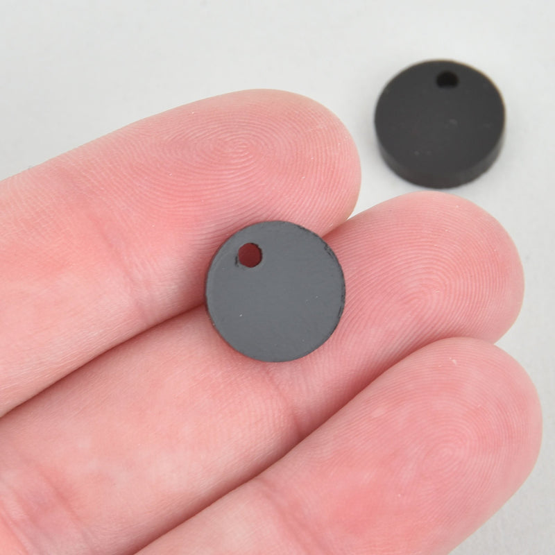 10 BLACK OPAQUE 1/2" Circle Charms Blanks Laser Cut Acrylic Disc Lca0660a