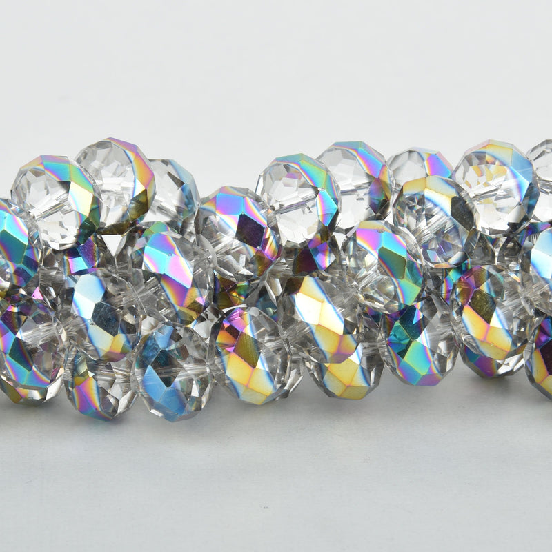 16mm MYSTIC RAINBOW RONDELLE Faceted Crystal Glass Beads, 1 strand, x27 beads, bgl1813