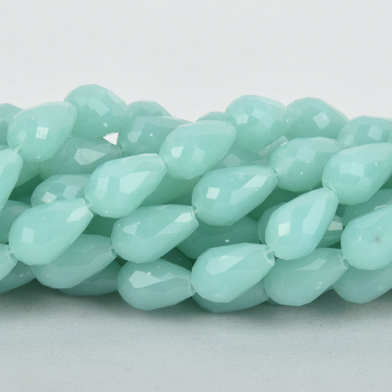 12mm Teardrop Crystal Beads, ROBIN EGG BLUE Faceted Opaque Glass Crystal Beads, 21 beads, bgl1814