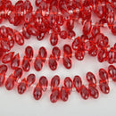 12mm RED Crystal Teardrop Briolette Beads, faceted top drilled 50 beads bgl1817