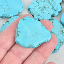 TURQUOISE BLUE HOWLITE Slab Shape Gemstone Beads, magnesite, about 1-1/2" to 1-3/4" full strand, about 10-11 beads, how0468