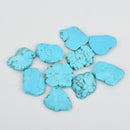 TURQUOISE BLUE HOWLITE Slab Shape Gemstone Beads, magnesite, about 1-1/2" to 1-3/4" full strand, about 10-11 beads, how0468