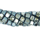 4mm Hematite Cube Beads, PEACOCK GREEN Gemstone full strand Gem0247
