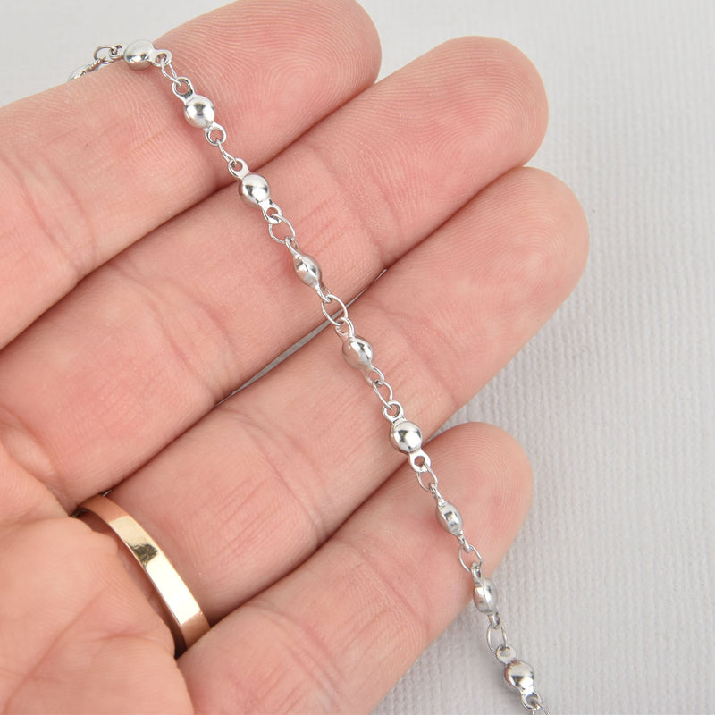 1 yard Silver Ball Bead Chain, stainless steel, fch1159a