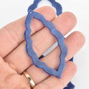 4 Acrylic Open Leaf Charms NAVY BLUE Terrazzo Black and White 2.5" chs5820