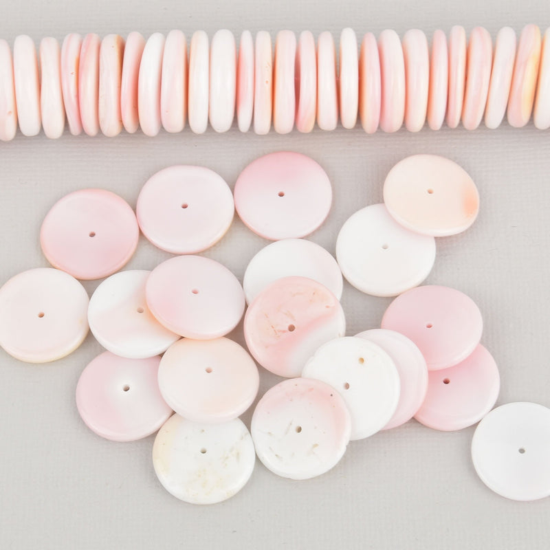 8mm-19mm Graduated Rondelle PINK CONCH SHELL Beads, strand, gem0375