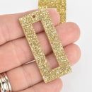 4 Acrylic Rectangle Charms Gold Glitter Terrazzo 2" Lca0765a