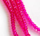 6mm Crystal Rondelle Beads  HOT PINK, full strand bgl0047