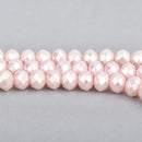 8mm Metallic Pearl LIGHT PASTEL PINK Crystal Glass Faceted Rondelle Beads x45 beads bgl0084