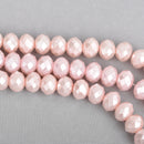8mm Metallic Pearl LIGHT PASTEL PINK Crystal Glass Faceted Rondelle Beads x45 beads bgl0084