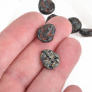 BLACK PICASSO TRILOBYTE Czech Pressed Glass Beads . 10x13mm . bgl0190