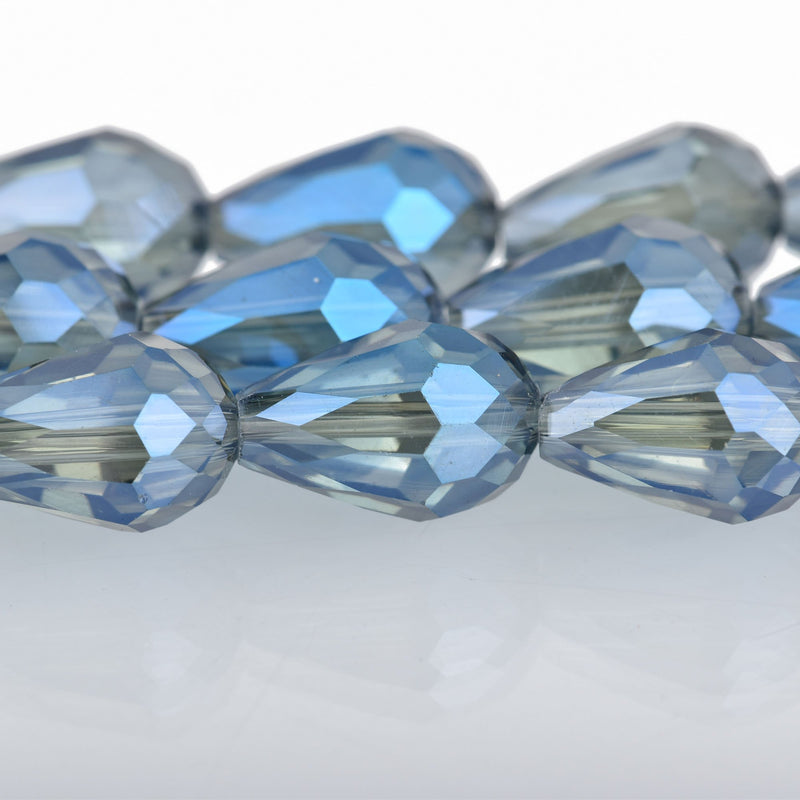 12mm Teardrop Crystal Beads, Faceted MYSTIC BLUE Transparent Glass Crystal Beads, 21 beads, bgl0358