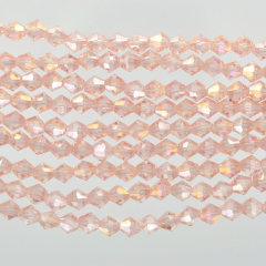 6mm Pale ROSE PINK AB Faceted Bicone Crystal Glass Beads about 50 beads bgl0504