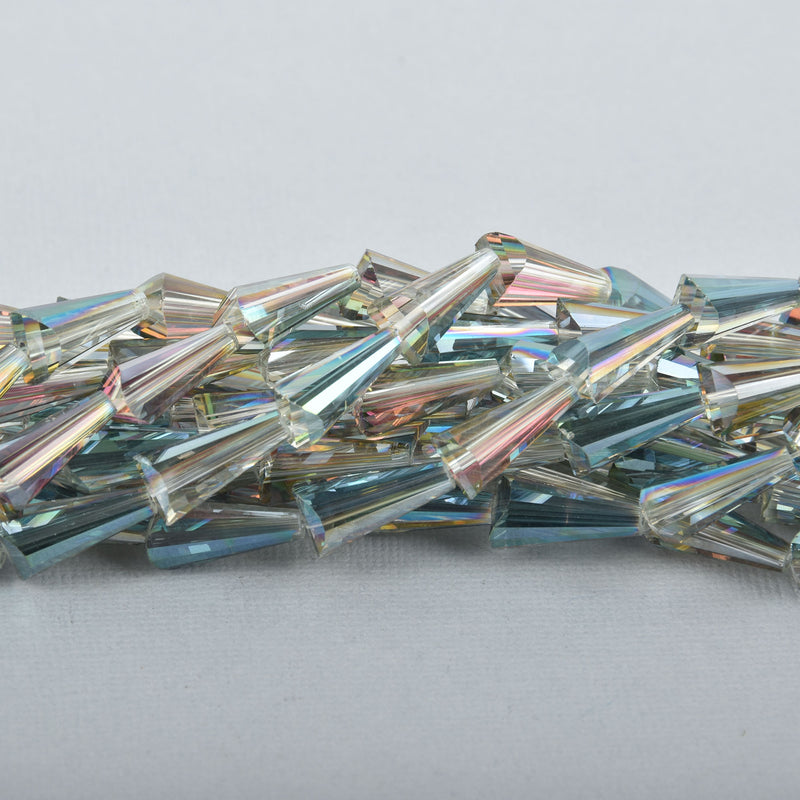 15mm Beveled Cone Shape Crystal Beads, NORTHERN LIGHTS AB 16 beads bgl0538