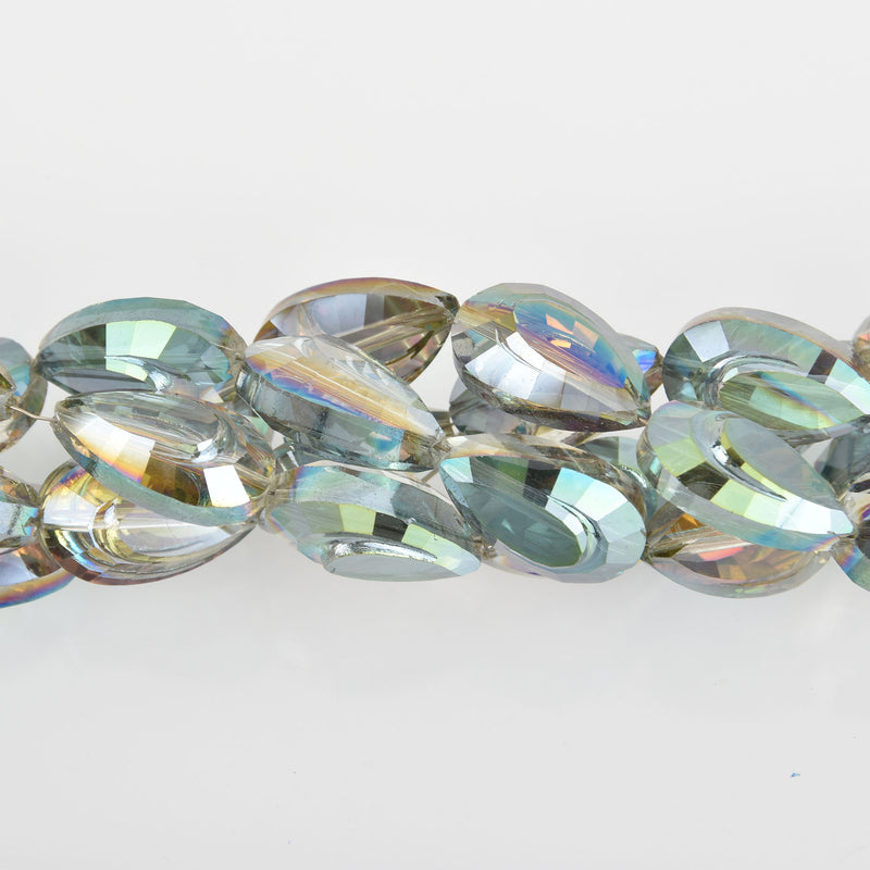 6 Crystal NORTHERN LIGHTS AB Coated Teardrop Beads, Sculpted Detail  bgl0561