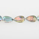 6 Crystal NORTHERN LIGHTS AB Coated Teardrop Beads, Sculpted Detail  bgl0561