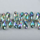 10 Crystal NORTHERN LIGHTS AB Teardrop Briolette Beads, faceted . top drilled . 20x10mm  bgl0574