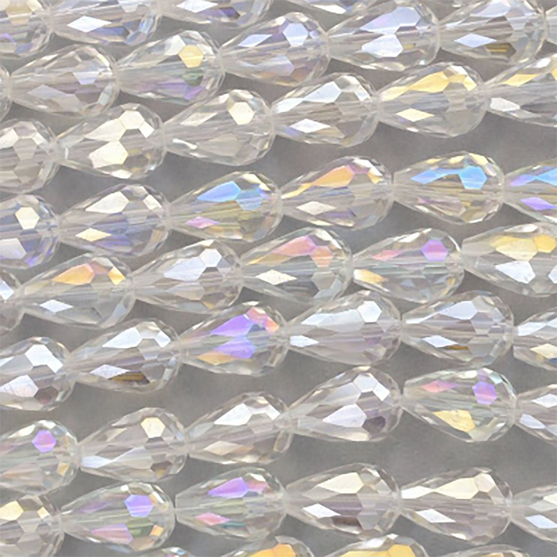 12mm Teardrop Briolette Crystal CLEAR AB . full strand  12x8mm  bgl0582