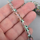 10 Faceted Crystal CUBE Beads Metallic NORTHERN LIGHTS ab, 6mm bgl0602a