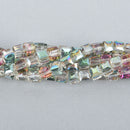 10 Faceted Crystal CUBE Beads Metallic NORTHERN LIGHTS ab, 6mm bgl0602a