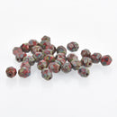 6mm RED and GREEN PICASSO Swirl Round Fire Polished Czech Glass Beads  bgl0762
