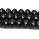 8mm JET BLACK Opaque Crystal Glass Faceted Rondelle Beads 24 beads bgl1042