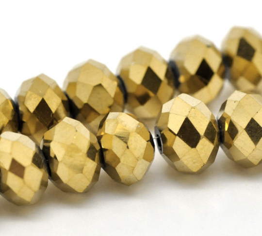 10mm GOLD PLATED Crystal Glass Faceted Rondelle Beads 16 pieces bgl1050