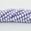 8mm Metallic Pearl LILAC LAVENDER PURPLE Opaque Crystal Glass Faceted Rondelle Beads 45 beads, bgl1236a