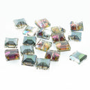 13mm NORTHERN LIGHTS AB Square Crystal Glass Beads, full strand, about 22 beads, bgl1260b