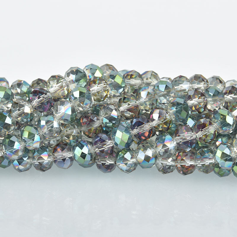 8mm Crystal Rondelle Beads, NORTHERN LIGHTS, Faceted Glass Beads, Precision Cut, full strand,  bgl1320