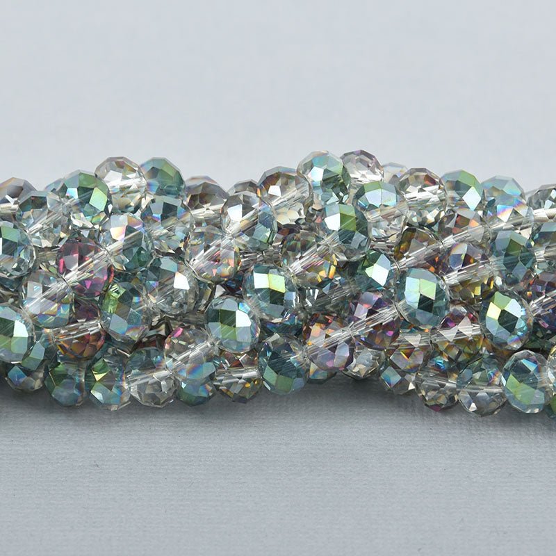 8mm Crystal Rondelle Beads, NORTHERN LIGHTS, Faceted Glass Beads, Precision Cut, full strand,  bgl1320