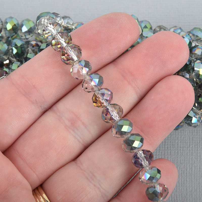 8mm Crystal Rondelle Beads, NORTHERN LIGHTS, Faceted Glass Beads, Precision Cut, full strand,  bgl1320