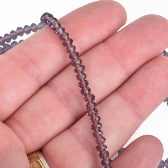 4mm AMETHYST PURPLE Faceted Glass Crystal Rondelle Beads, about 100 beads, bgl1375