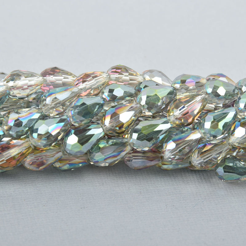 15mm Teardrop Briolette Crystal NORTHERN LIGHTS AB, strand, 17 beads, bgl1011